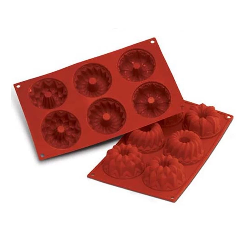 طقم قوالب كيك سيليكون أشكال مختلفة، 6 عين ، SL006 - أحمر